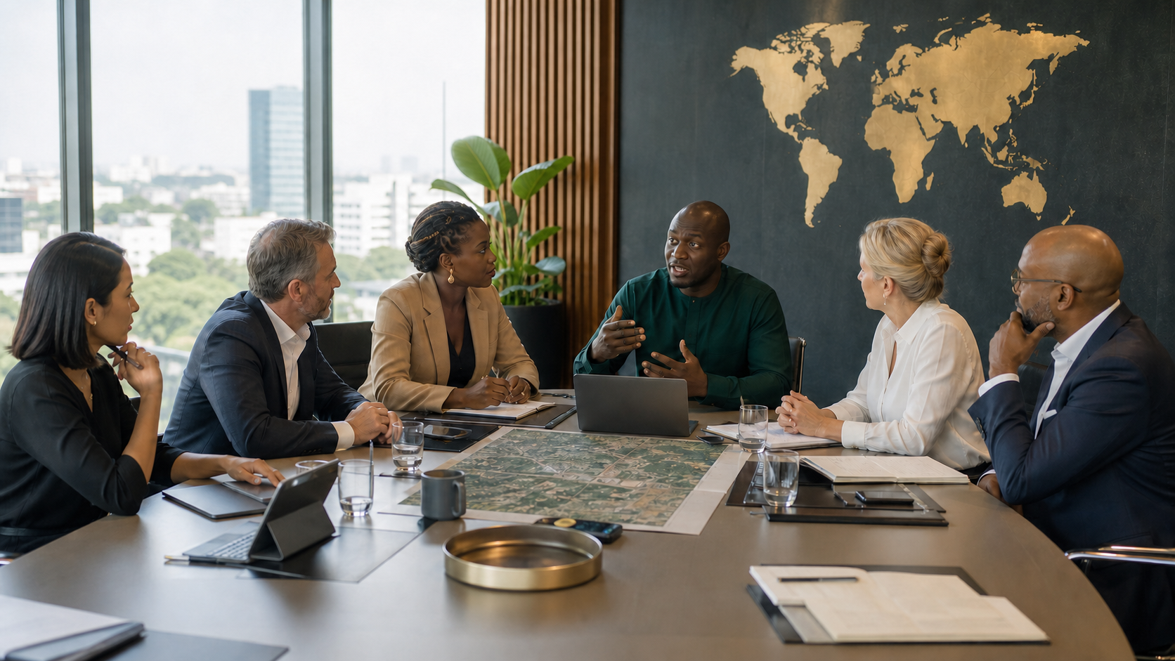 African and global business leaders discussing strategic partnerships in Accra
